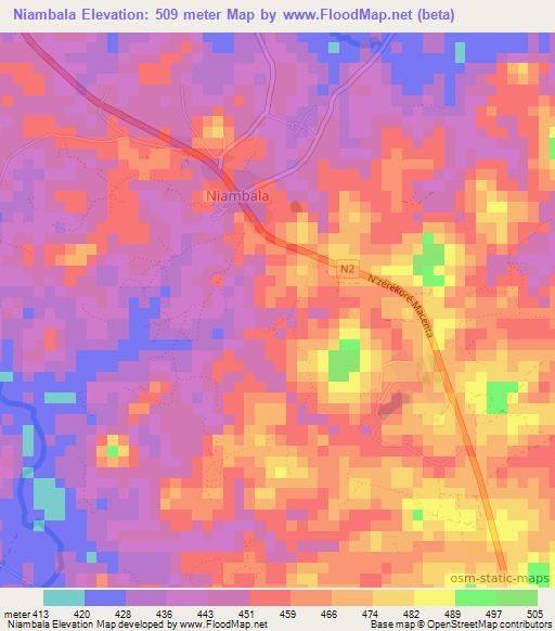 Niambala,Guinea Elevation Map