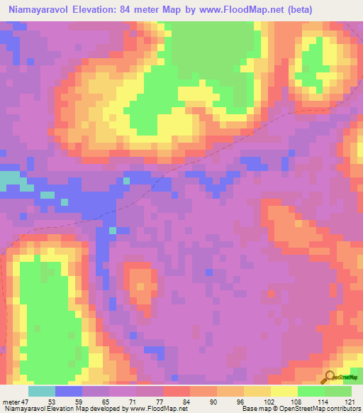 Niamayaravol,Guinea Elevation Map