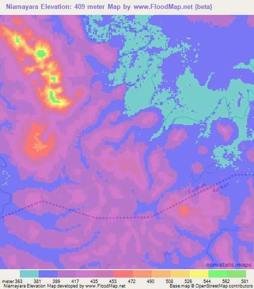 Niamayara,Guinea Elevation Map