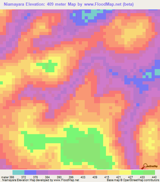 Niamayara,Guinea Elevation Map