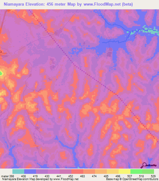 Niamayara,Guinea Elevation Map