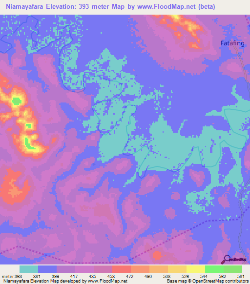 Niamayafara,Guinea Elevation Map