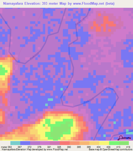 Niamayafara,Guinea Elevation Map