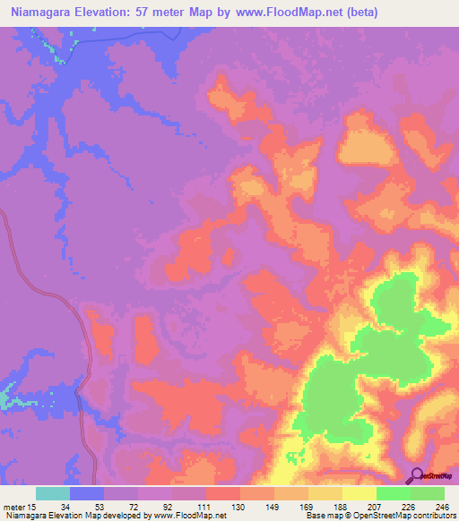 Niamagara,Guinea Elevation Map