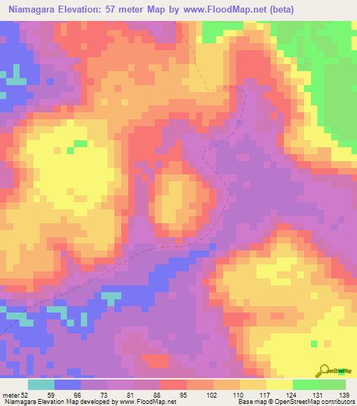 Niamagara,Guinea Elevation Map