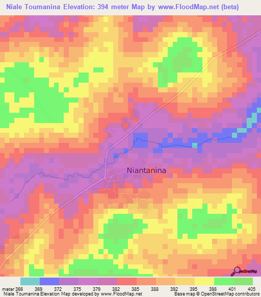 Niale Toumanina,Guinea Elevation Map