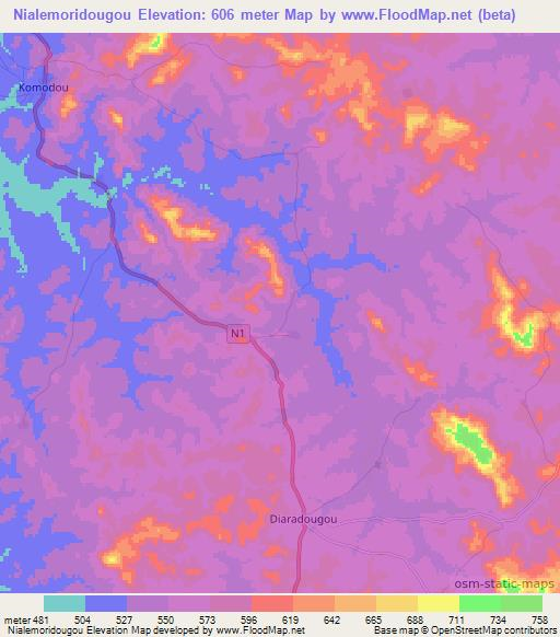 Nialemoridougou,Guinea Elevation Map