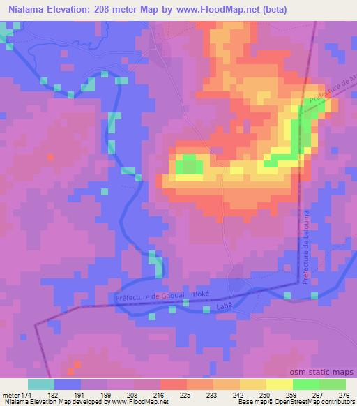 Nialama,Guinea Elevation Map