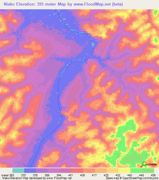 Niako,Guinea Elevation Map