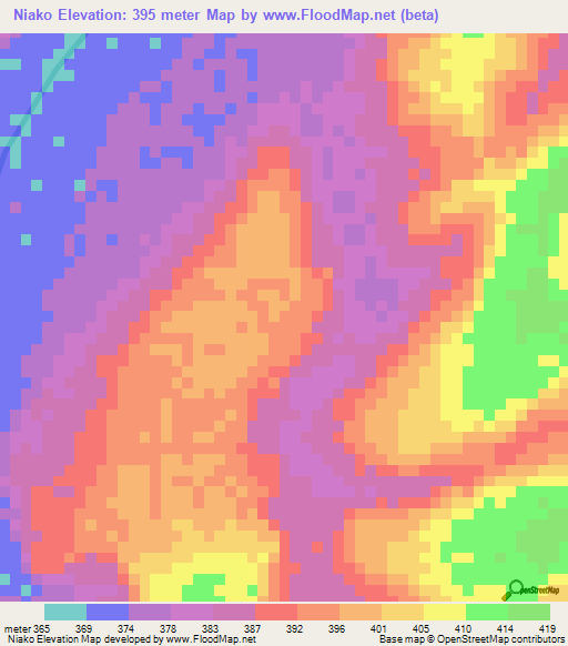 Niako,Guinea Elevation Map