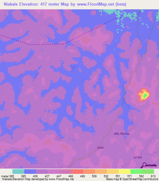 Niakale,Guinea Elevation Map