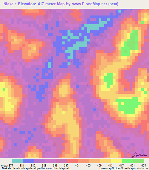 Niakale,Guinea Elevation Map