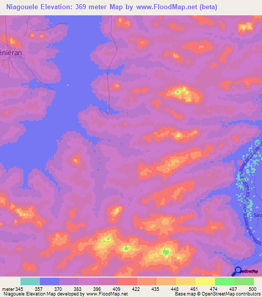 Niagouele,Guinea Elevation Map