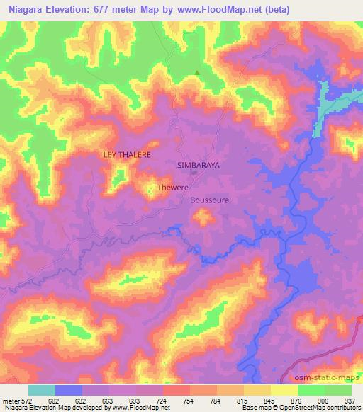 Niagara,Guinea Elevation Map