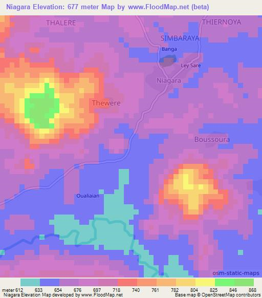 Niagara,Guinea Elevation Map