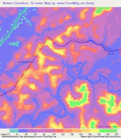 Nettere,Guinea Elevation Map