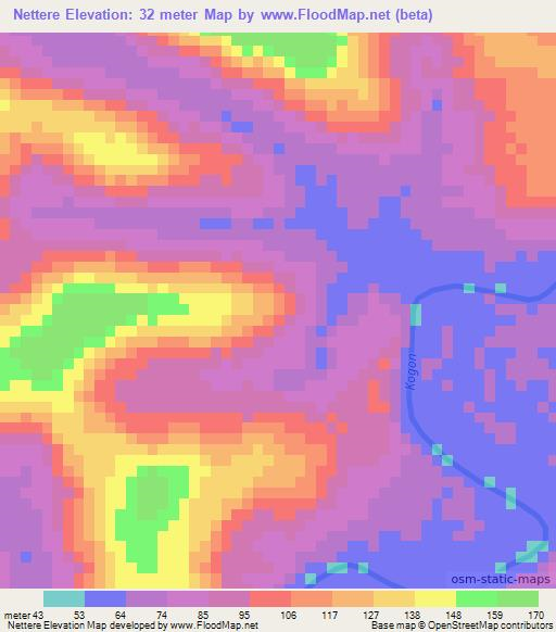 Nettere,Guinea Elevation Map