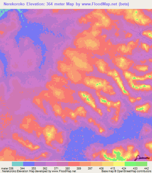 Nerekoroko,Guinea Elevation Map