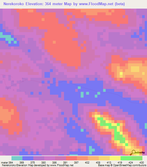 Nerekoroko,Guinea Elevation Map