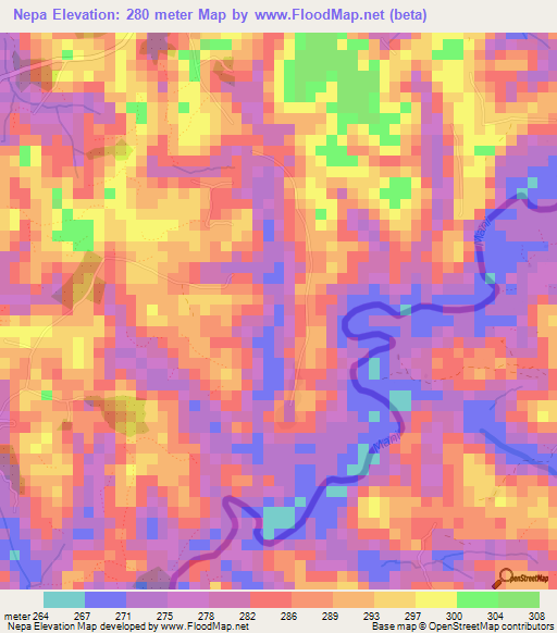 Nepa,Guinea Elevation Map