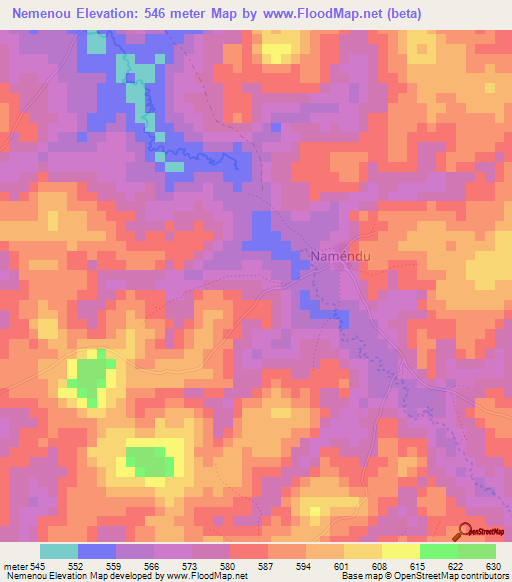 Nemenou,Guinea Elevation Map