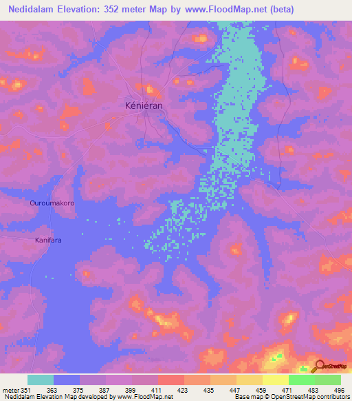 Nedidalam,Guinea Elevation Map