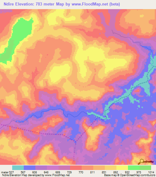 Ndire,Guinea Elevation Map