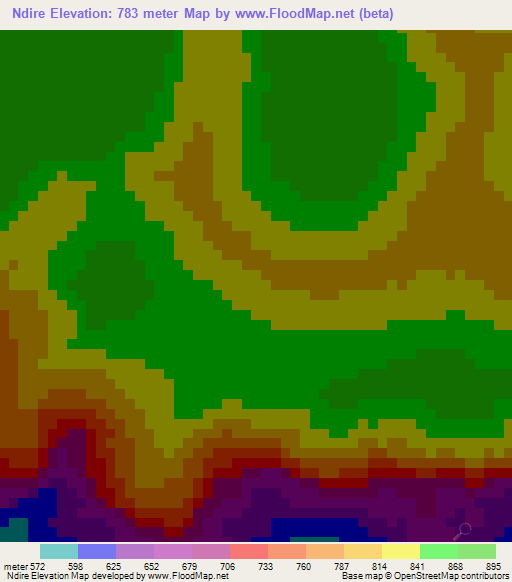 Ndire,Guinea Elevation Map