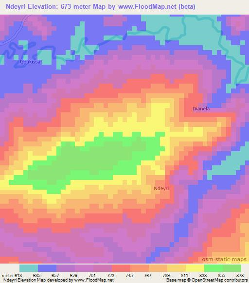 Ndeyri,Guinea Elevation Map