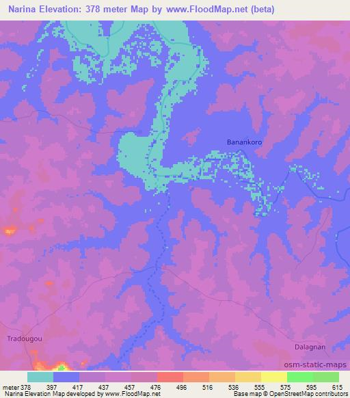 Narina,Guinea Elevation Map