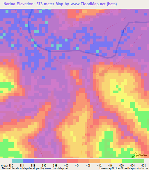 Narina,Guinea Elevation Map