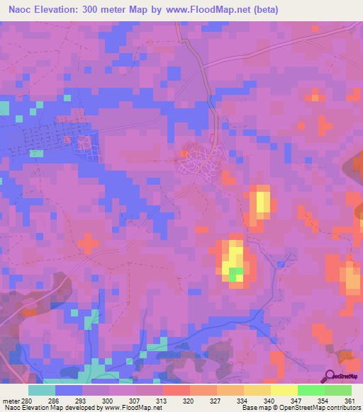 Naoc,Guinea Elevation Map