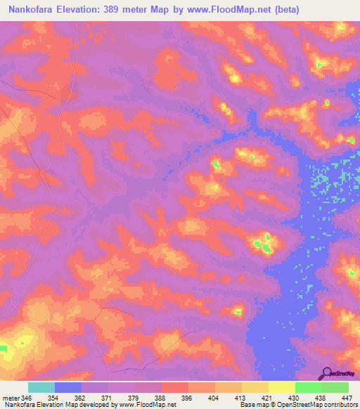 Nankofara,Guinea Elevation Map