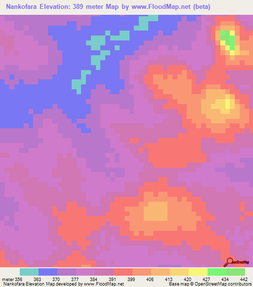 Nankofara,Guinea Elevation Map