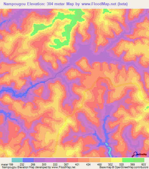 Nampougou,Guinea Elevation Map