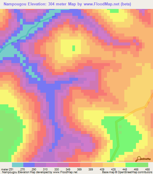 Nampougou,Guinea Elevation Map