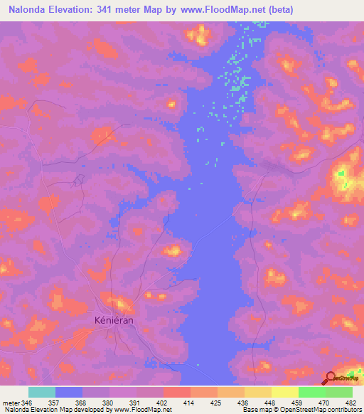 Nalonda,Guinea Elevation Map