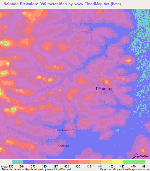 Nalonda,Guinea Elevation Map