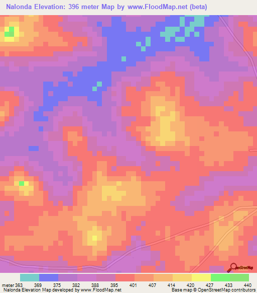 Nalonda,Guinea Elevation Map