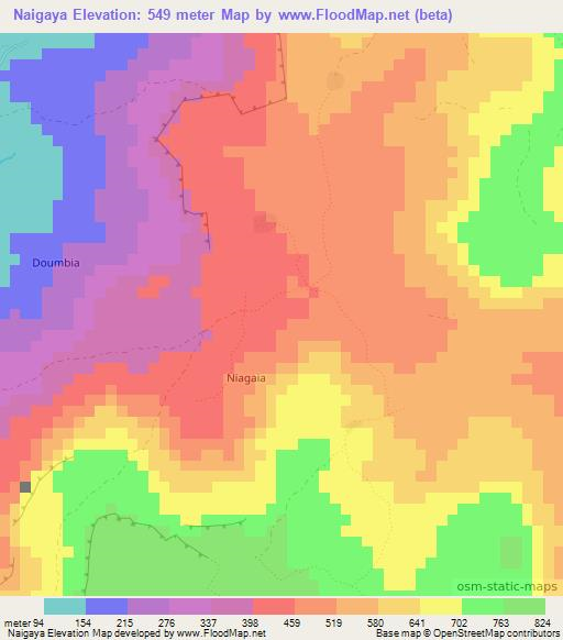 Naigaya,Guinea Elevation Map