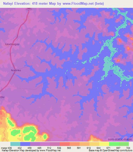 Nafayi,Guinea Elevation Map