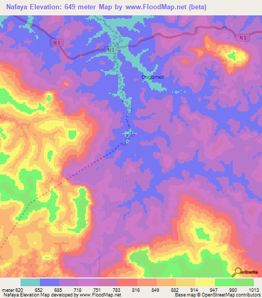 Nafaya,Guinea Elevation Map