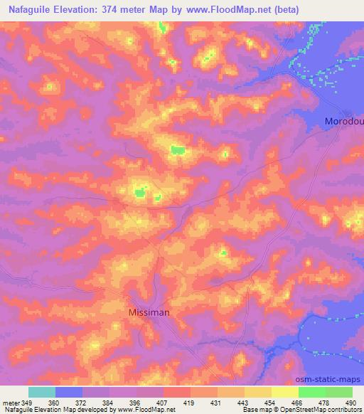 Nafaguile,Guinea Elevation Map