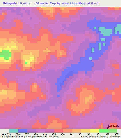 Nafaguile,Guinea Elevation Map