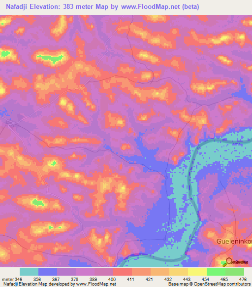 Nafadji,Guinea Elevation Map