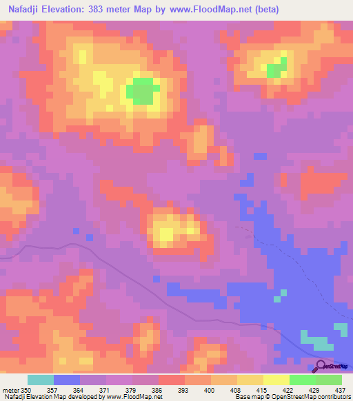 Nafadji,Guinea Elevation Map