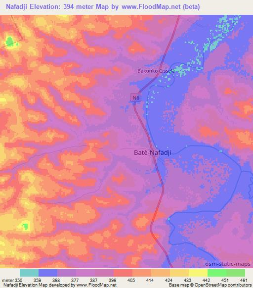 Nafadji,Guinea Elevation Map