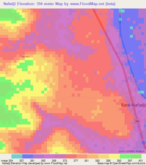 Nafadji,Guinea Elevation Map