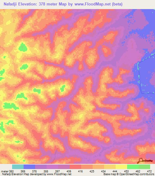 Nafadji,Guinea Elevation Map