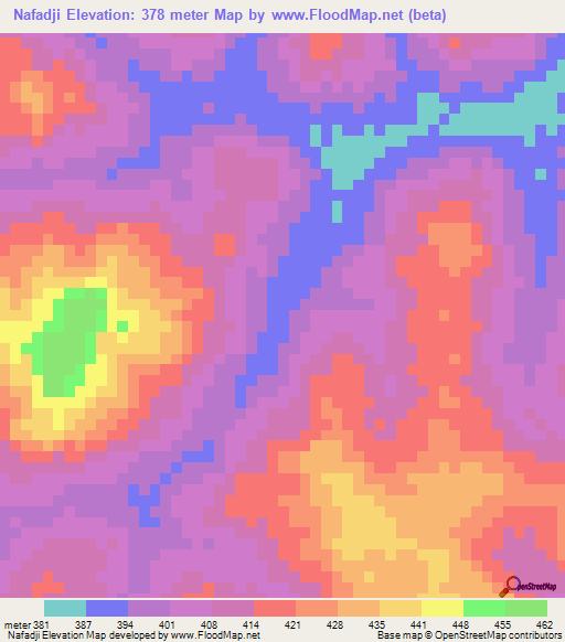 Nafadji,Guinea Elevation Map